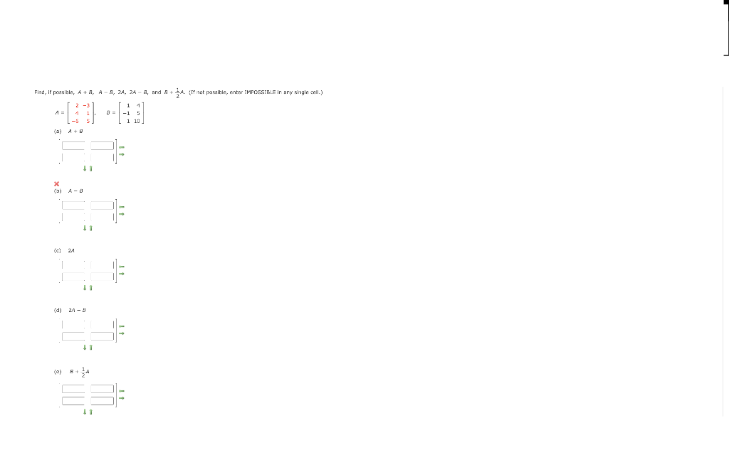 Solved Possible, A+BrA−B,2A,2A−B, And E+21A. | Chegg.com