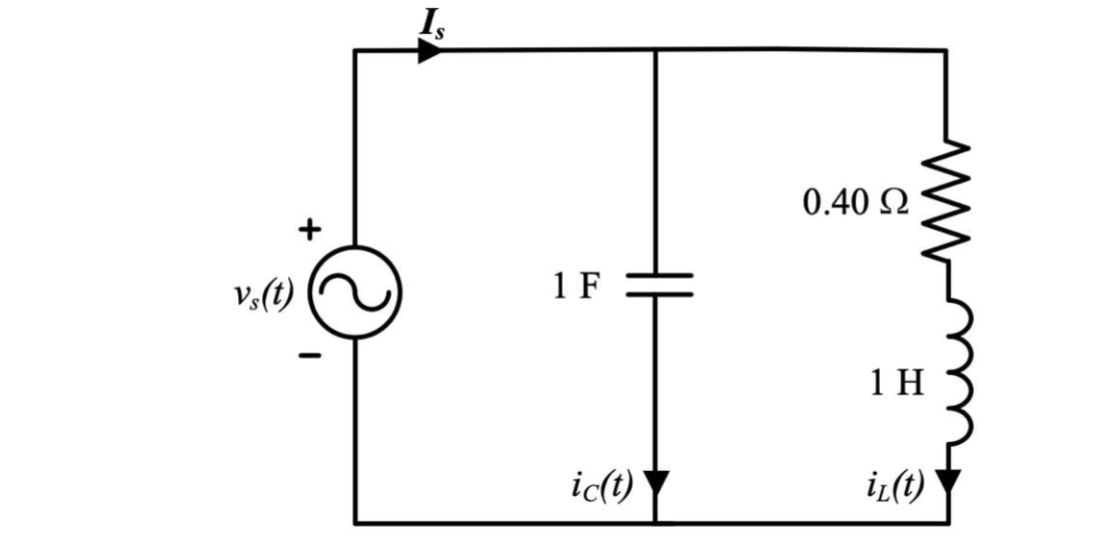 Solved Given the voltage vs(t) = 100cos(ωt) and the | Chegg.com