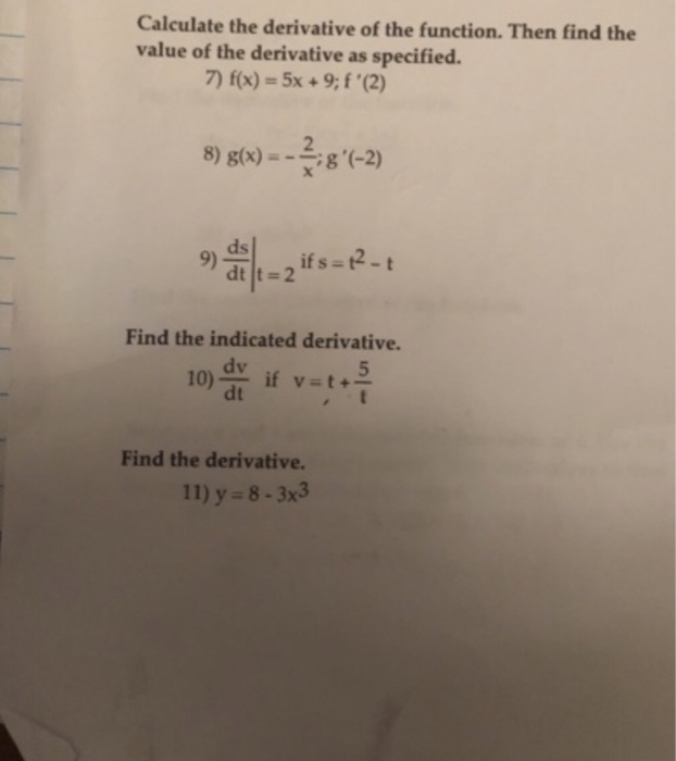 Solved Calculate the derivative of the function. Then find | Chegg.com
