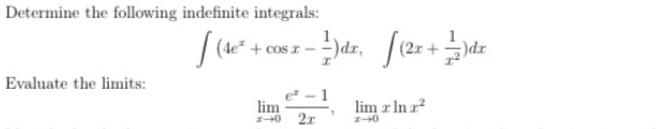 Solved Determine The Following Indefinite Integrals