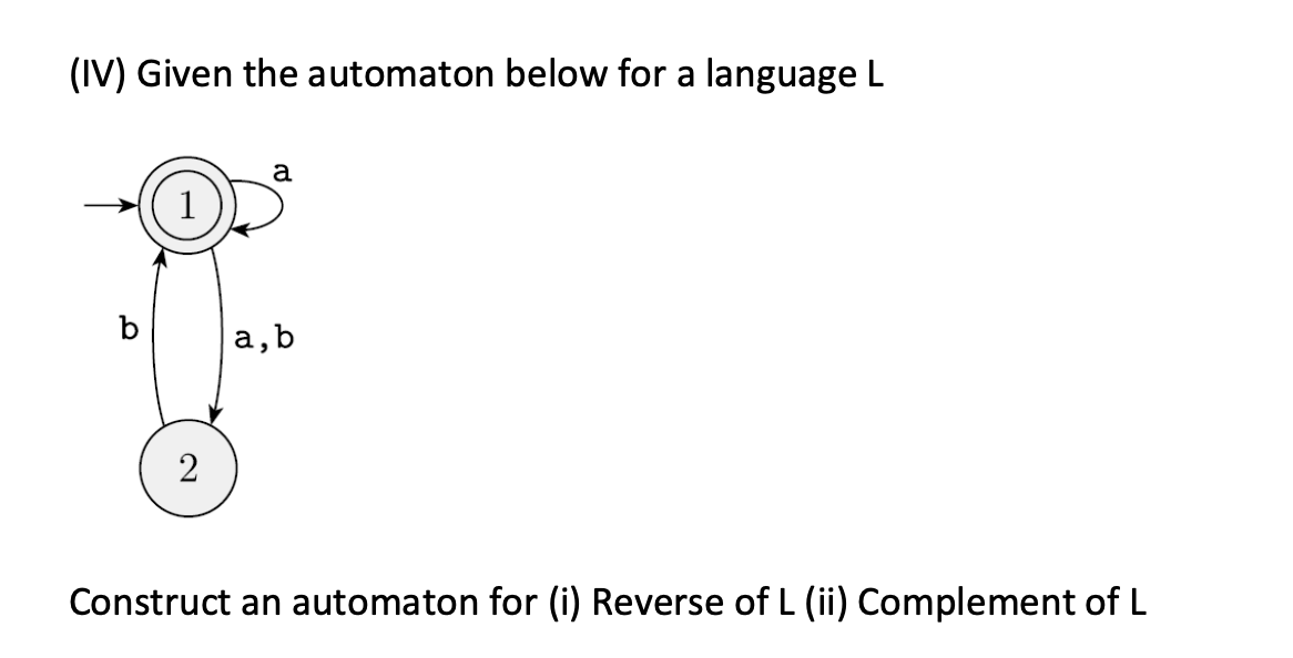 Solved (IV) Given The Automaton Below For A Language L A B | Chegg.com