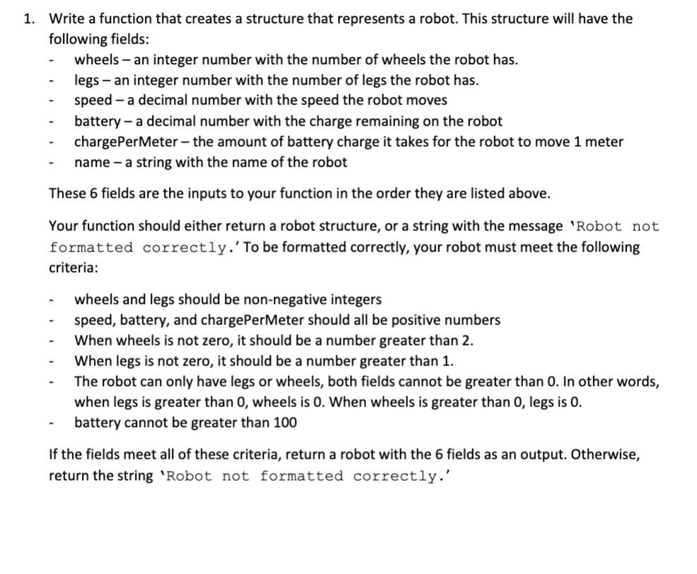 Solved Write a function that creates a structure that | Chegg.com