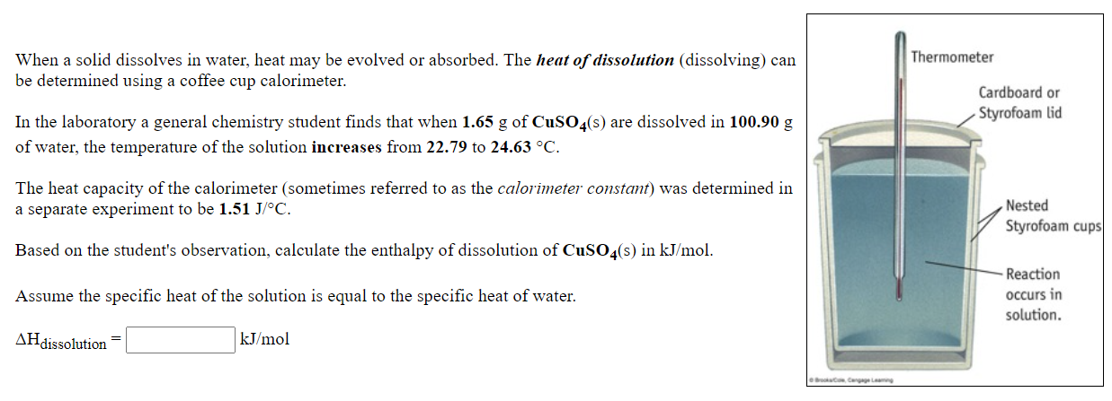 Solved When a solid dissolves in water, heat may be evolved | Chegg.com