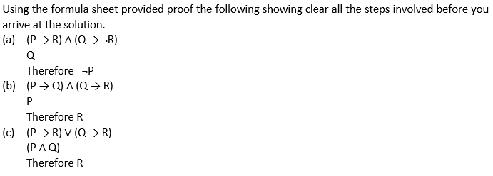 Solved Using the formula sheet provided proof the following | Chegg.com