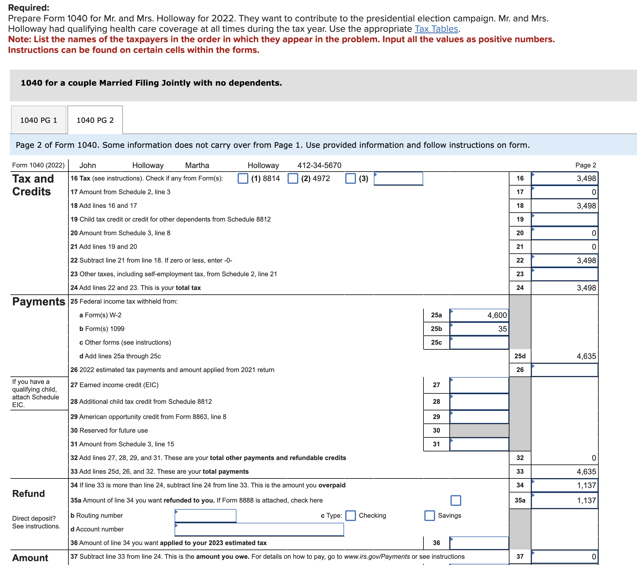 Assume the taxpayer does NOT wish to contribute to | Chegg.com