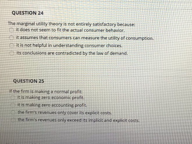 Solved QUESTION 24 The marginal utility theory is not | Chegg.com
