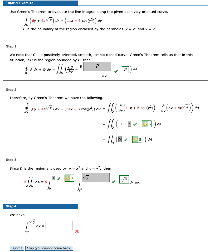 Solved Tutorial Exercise Use Green's Theorem to evaluate the | Chegg.com