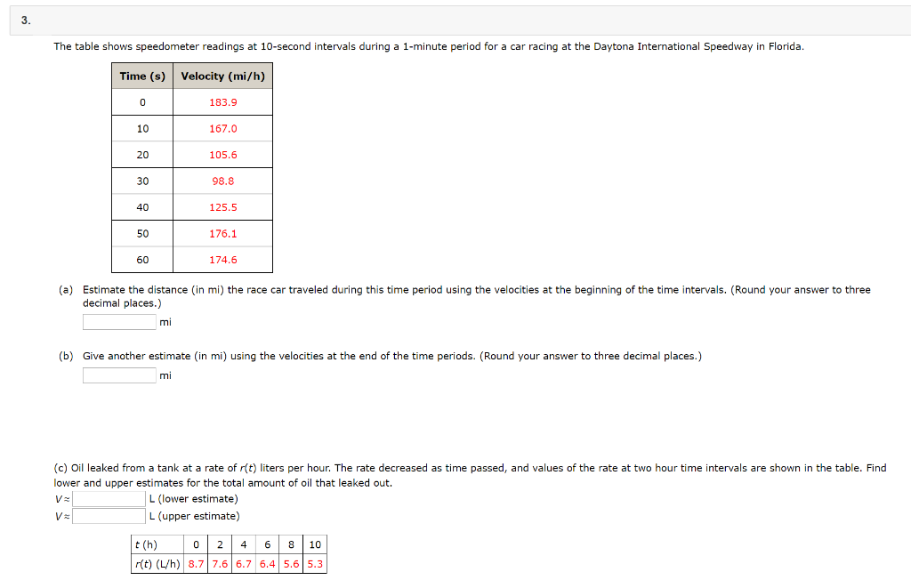 Solved The table shows speedometer readings at 10-second | Chegg.com