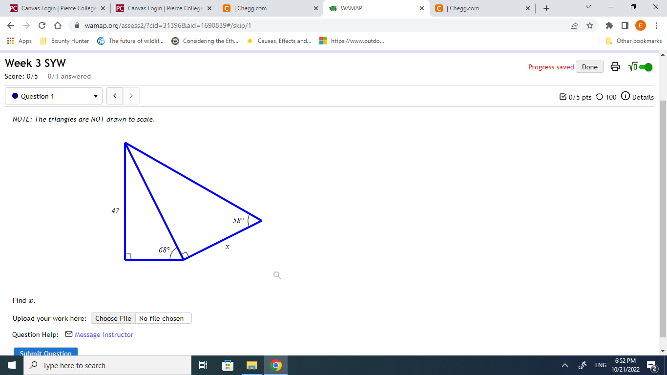 Solved NOTE: The triangles are NOT drawn to scale. Find x. | Chegg.com
