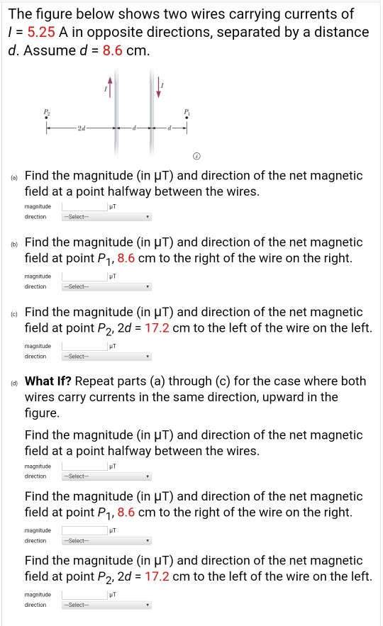 Solved The figure below shows two wires carrying currents of | Chegg.com