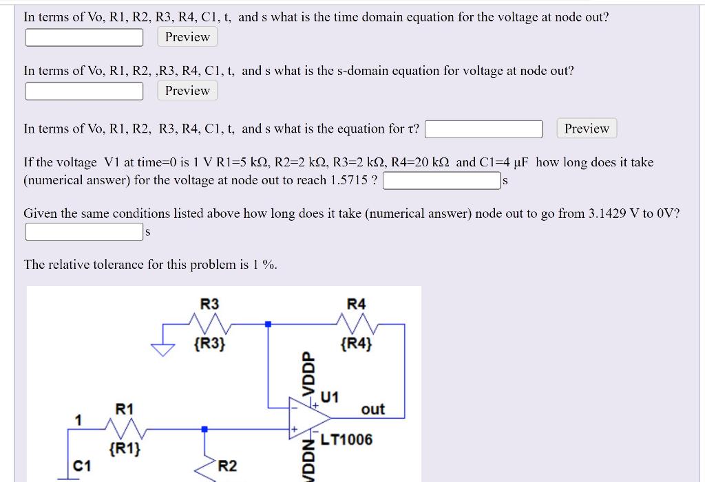 Solved In terms of Vo, R1, R2, R3, R4, C1, t, and s what is | Chegg.com