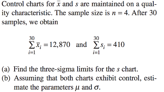 Solved Control charts for x and s are maintained on a qual- | Chegg.com