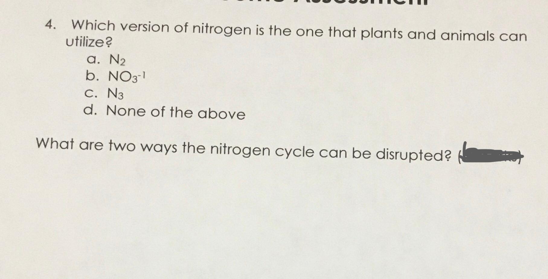 Solved 4. Which version of nitrogen is the one that plants | Chegg.com