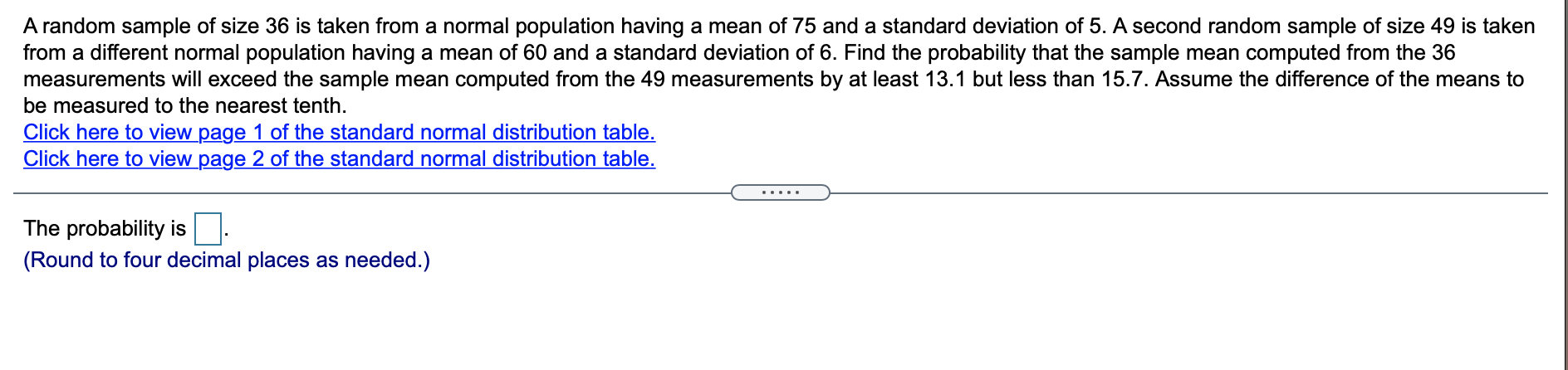 Solved A random sample of size 36 is taken from a normal | Chegg.com
