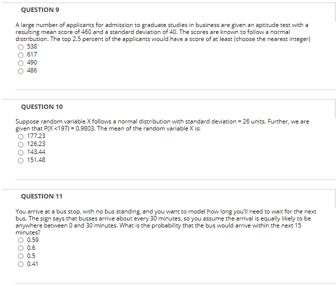 Solved QUESTION 9 A large number of applicants for admission | Chegg.com
