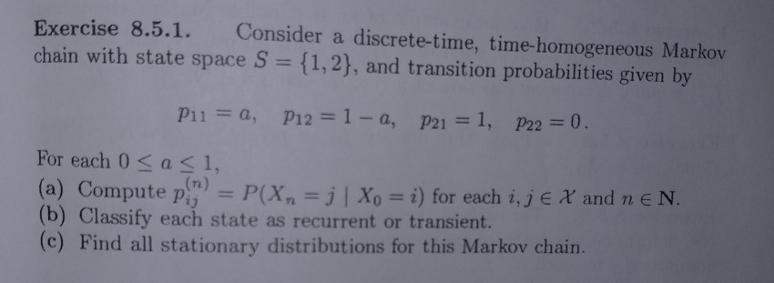 Solved Exercise 8.5.1. Consider a discrete-time, | Chegg.com