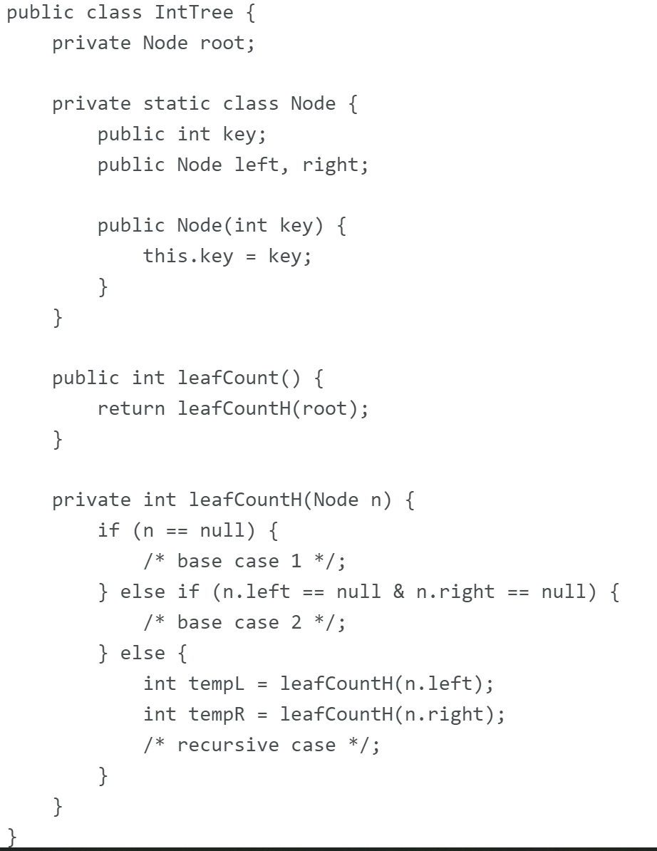 Solved Trees in Java: We are in the middle of implementing a | Chegg.com