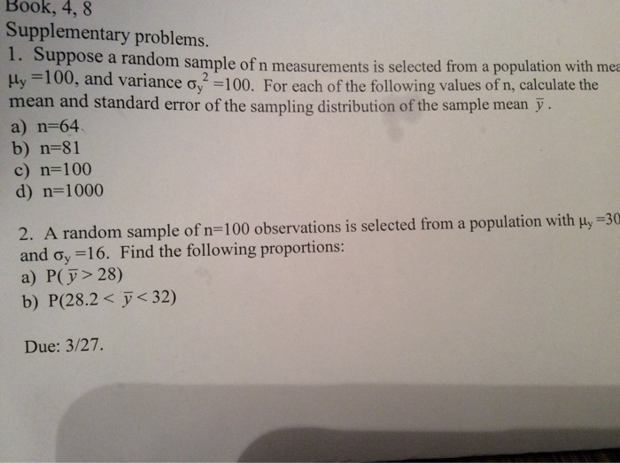 Solved Suppose a random sample of n measurement is selected | Chegg.com