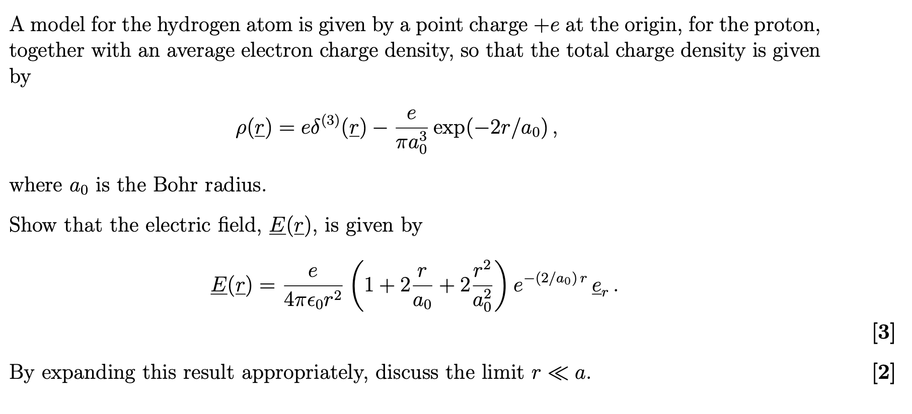 Solved A model for the hydrogen atom is given by a point | Chegg.com