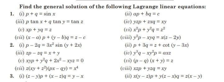 Solved Find The General Solution Of The Following Lagrange Chegg Com