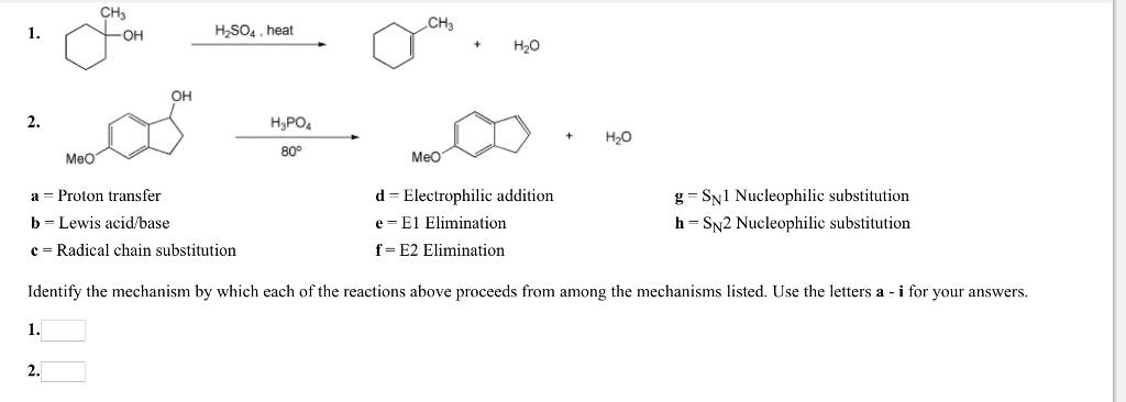 Solved CH3 CH3 1. ?? H2SO4 , heat +H20 ?? ?? 2. H3PO4 ?? MeO | Chegg.com