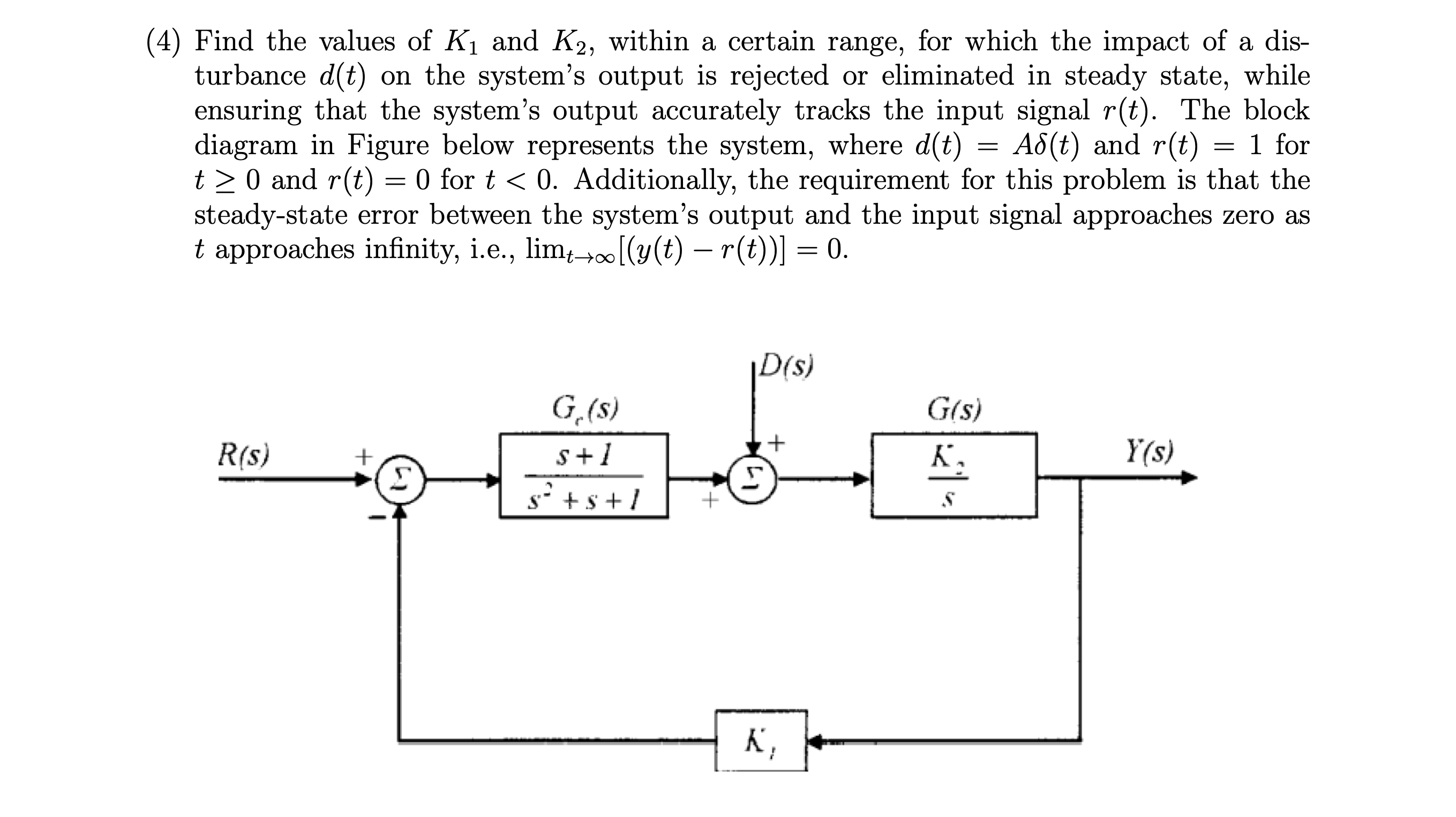 4) Find the values of K1 and K2, within a certain | Chegg.com