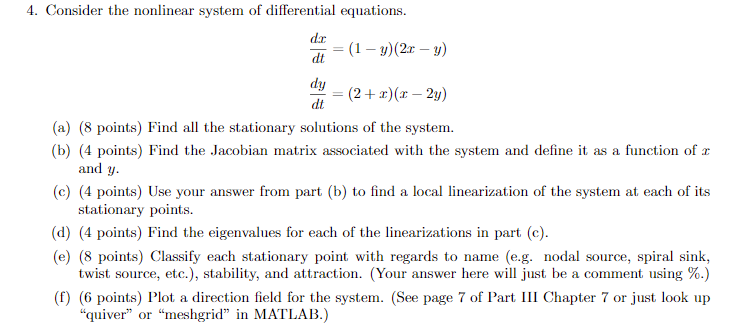 Solved 4. Consider the nonlinear system of differential | Chegg.com