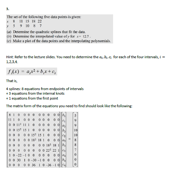 Solved 3. 8 The set of the following five data points is | Chegg.com