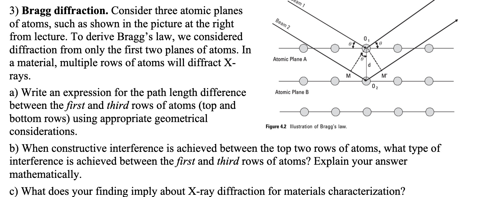 Solved 3) Bragg diffraction. Consider three atomic planes of | Chegg.com