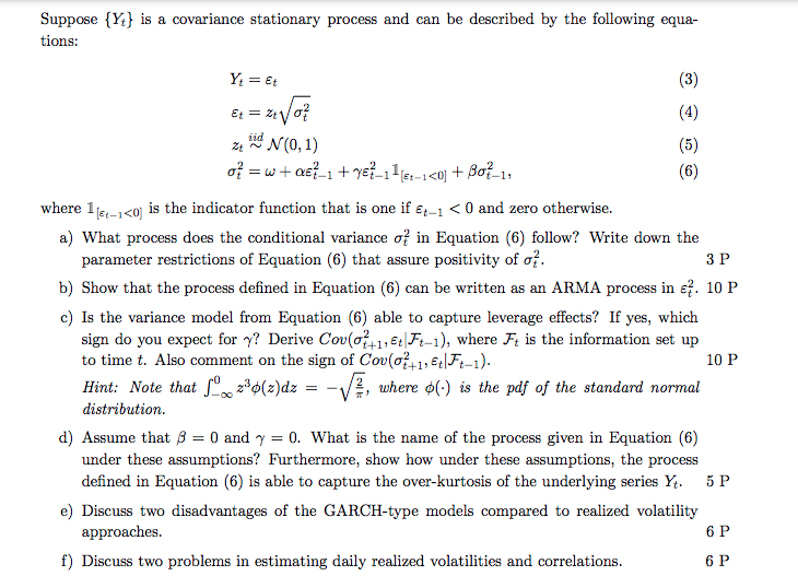 Suppose {Yt} is a covariance stationary process and | Chegg.com