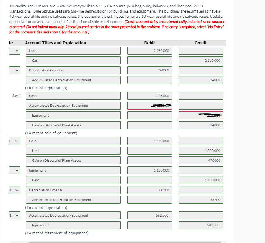 Solved Record adjusting entries for depreciation for 2023.