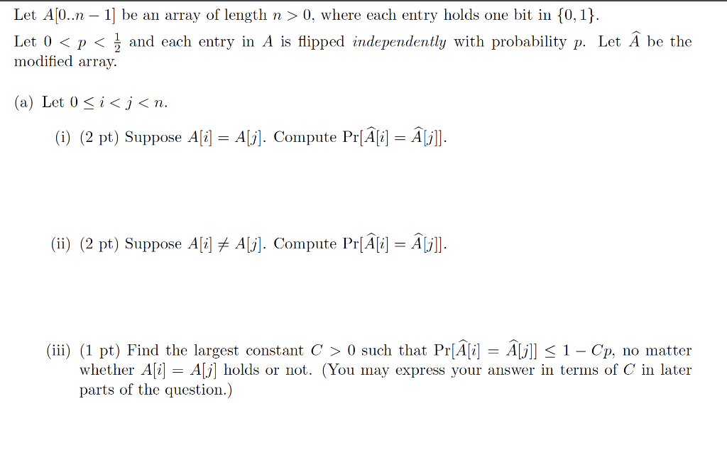 Let A 0 N 1 Be An Array Of Length N 0 Where Chegg Com