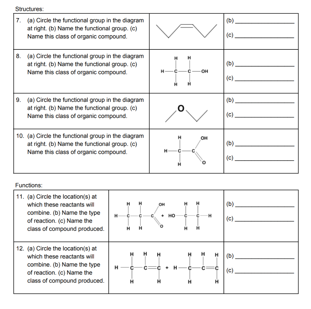 Solved Structures: 7. (b) (a) Circle the functional group in | Chegg.com