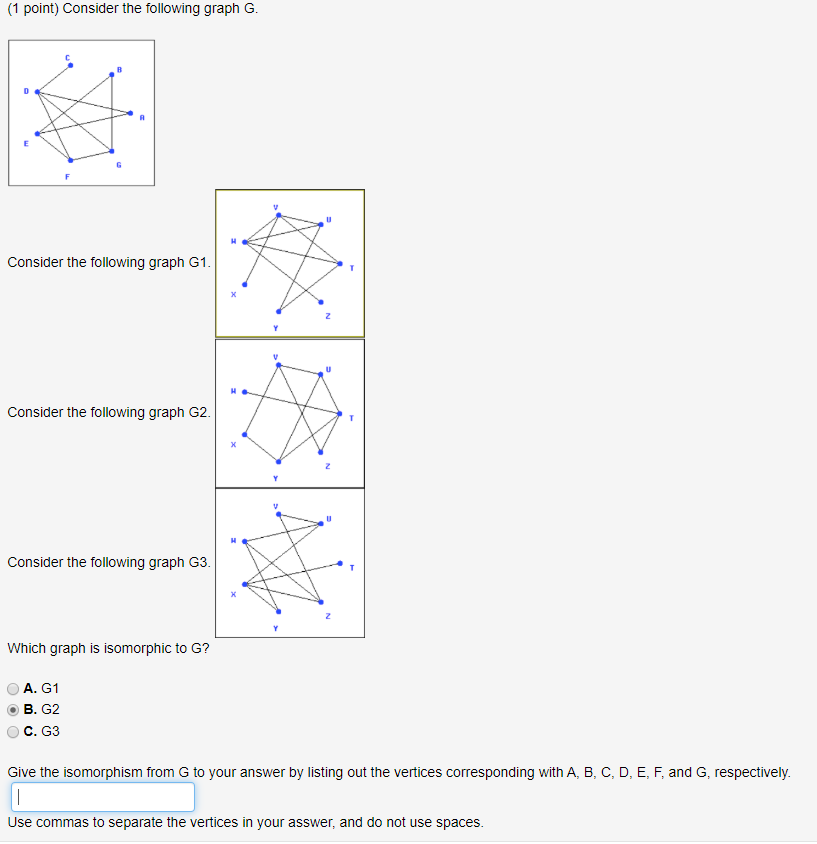 Solved (1 Point) Consider The Following Graph G. Consider | Chegg.com