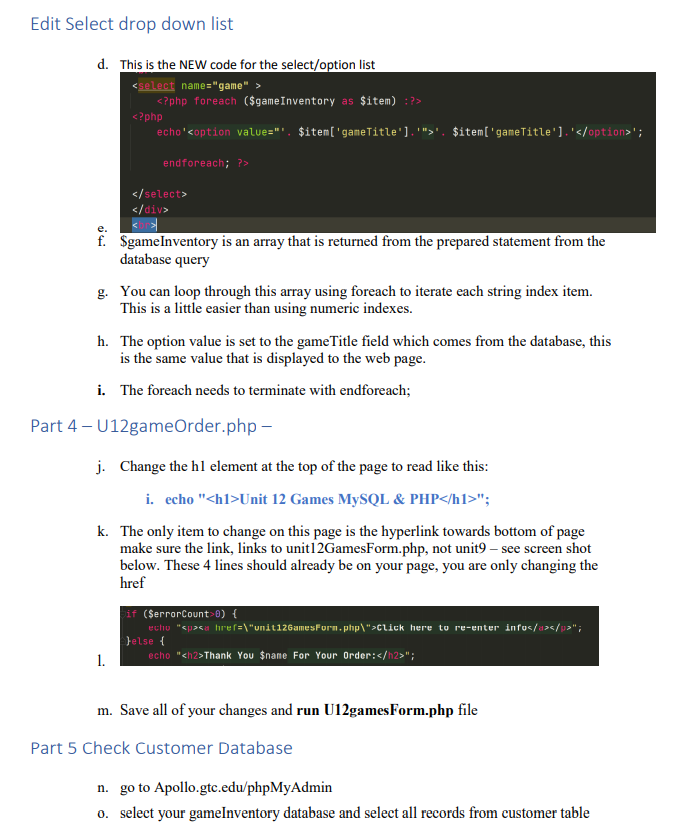 Part 1 - Create a new database in phpMyAdmin 1. Log | Chegg.com