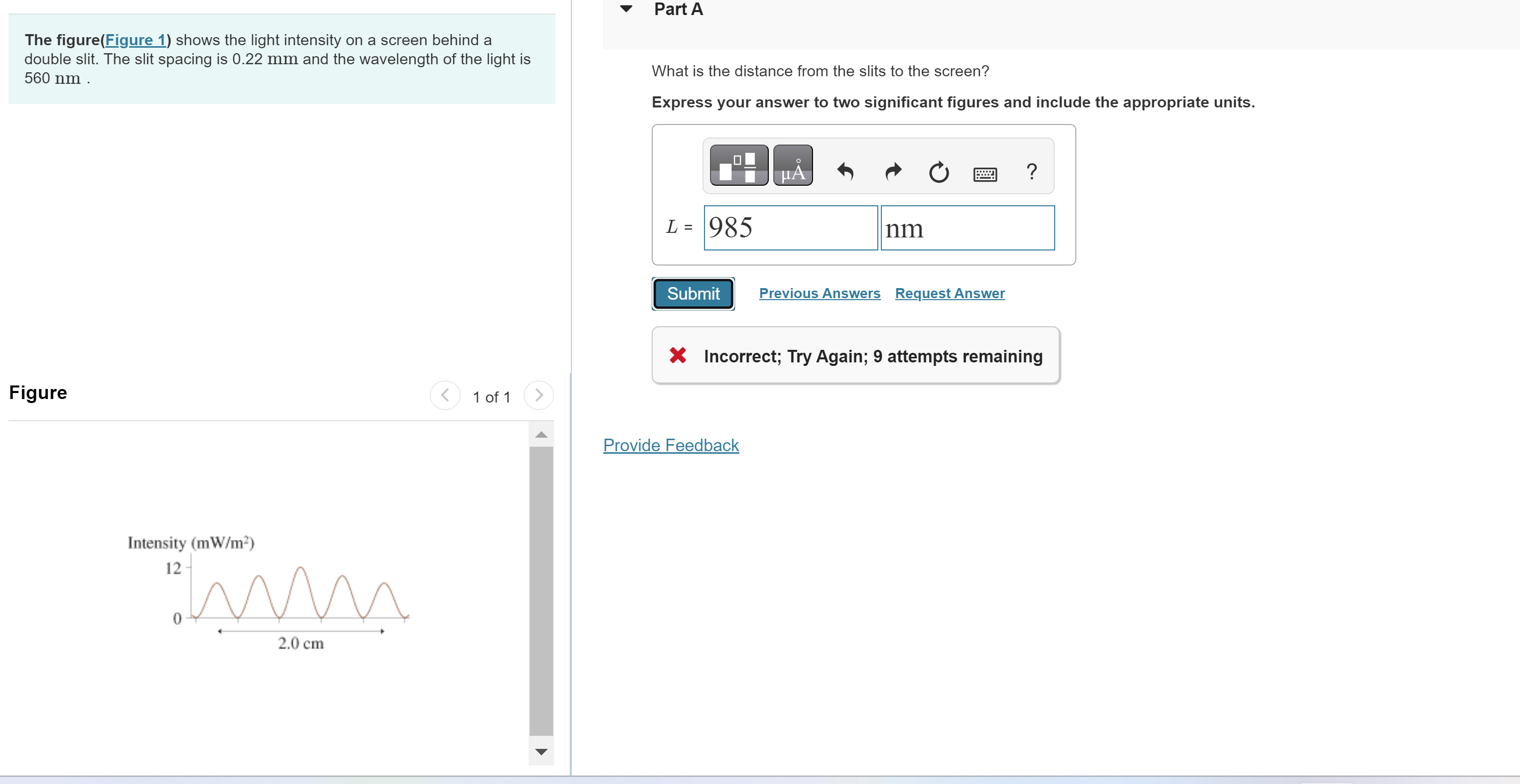 Solved The Figure(Figure 1) Shows The Light Intensity On A | Chegg.com