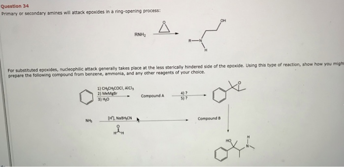 Solved Question 34 Primary or secondary amines will attack | Chegg.com