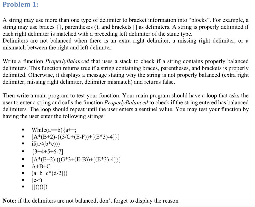 Solved Problem 1: A string may use more than one type of | Chegg.com