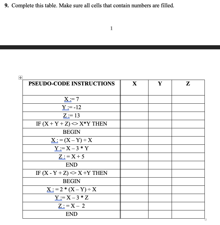 9 Complete This Table Make Sure All Cells That Chegg Com