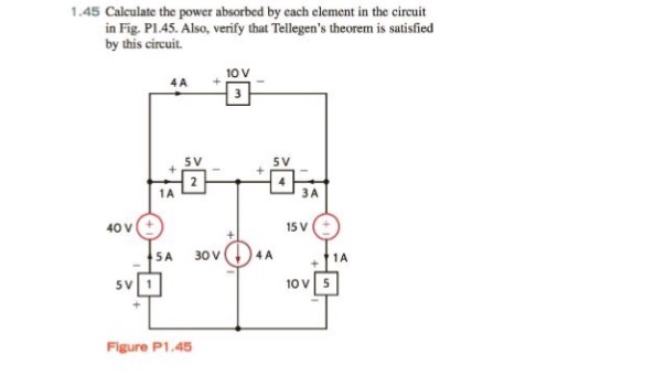 Solved Calculate The Power Absorbed By Each Element In The | Chegg.com