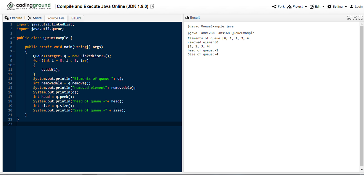 Solved if (a) --> Queue interface (from JCF). --> ONE JAVA | Chegg.com