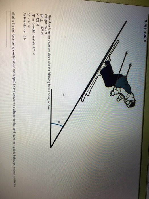 Solved QUESTION 8 The skier is going down the slope with the | Chegg.com
