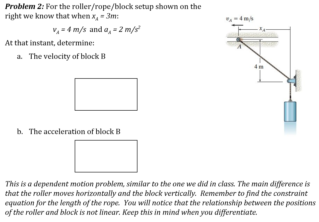 Solved Va 4 M S Problem 2 For The Roller Rope Block Se Chegg Com