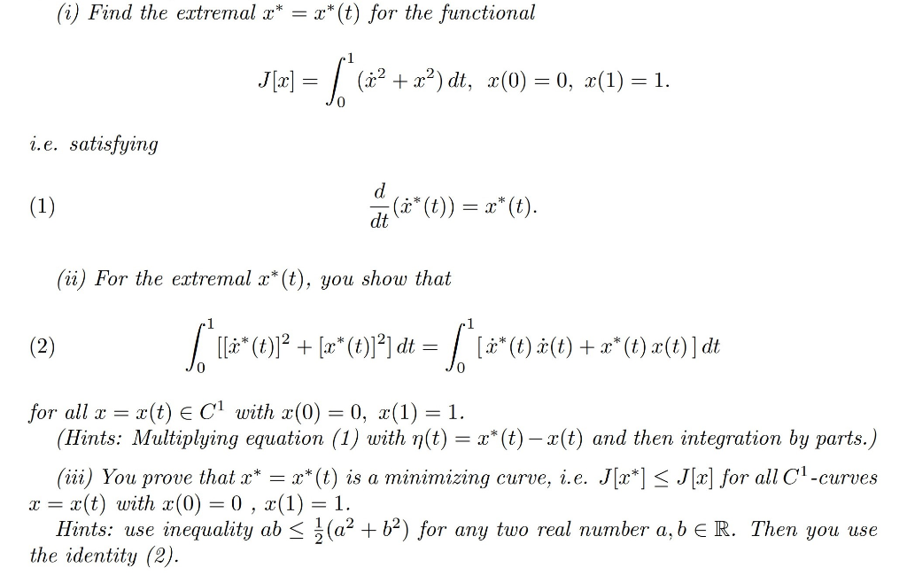 I Find The Extremal Z T For The Functiona Chegg Com