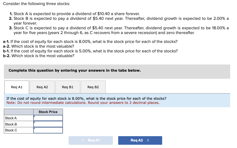 Solved Consider the following three stocks:Stock A ﻿is | Chegg.com