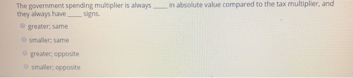 Solved the tax multiplier, and The government spending | Chegg.com
