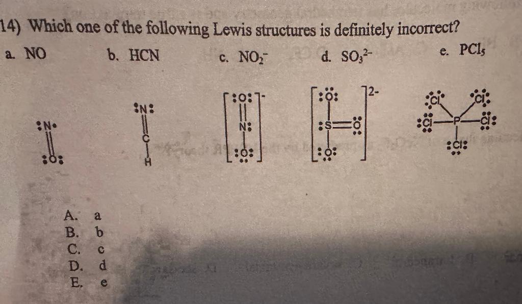 Solved 4 Which One Of The Following Lewis Structures Is 5093