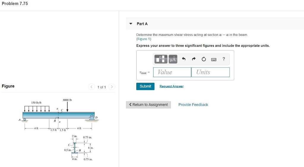 Solved Problem 7.75 Part A Determine the maximum shear | Chegg.com