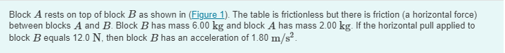 Solved Block A rests on top of block B as shown in (Figure | Chegg.com