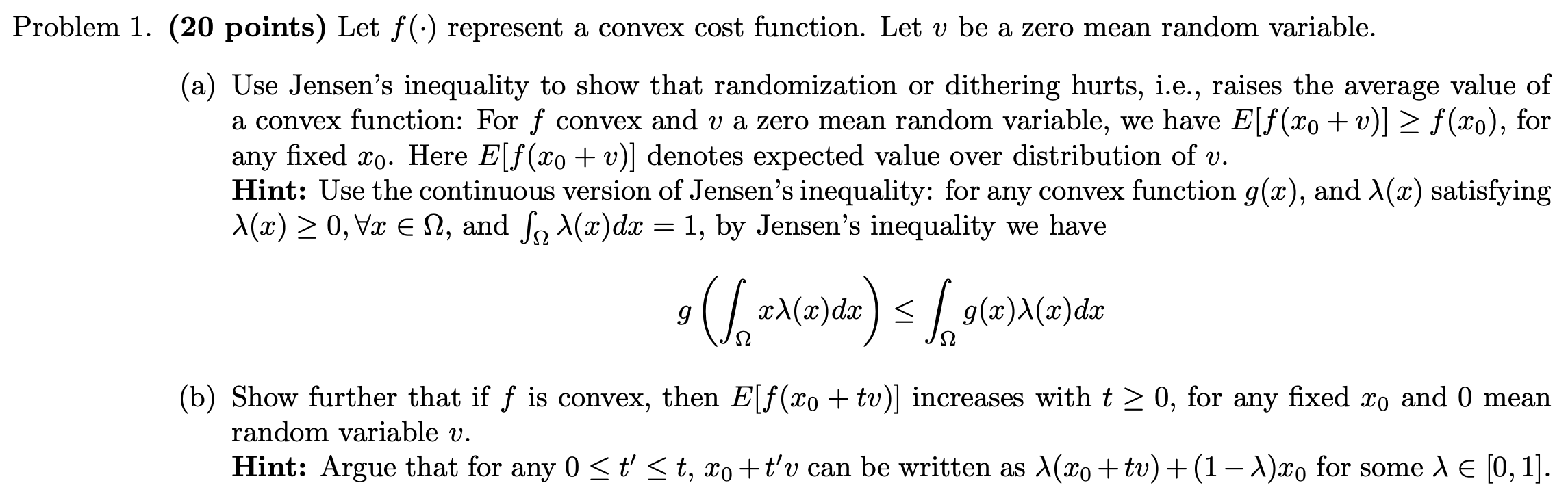 Problem 1 20 points let f represent a convex chegg